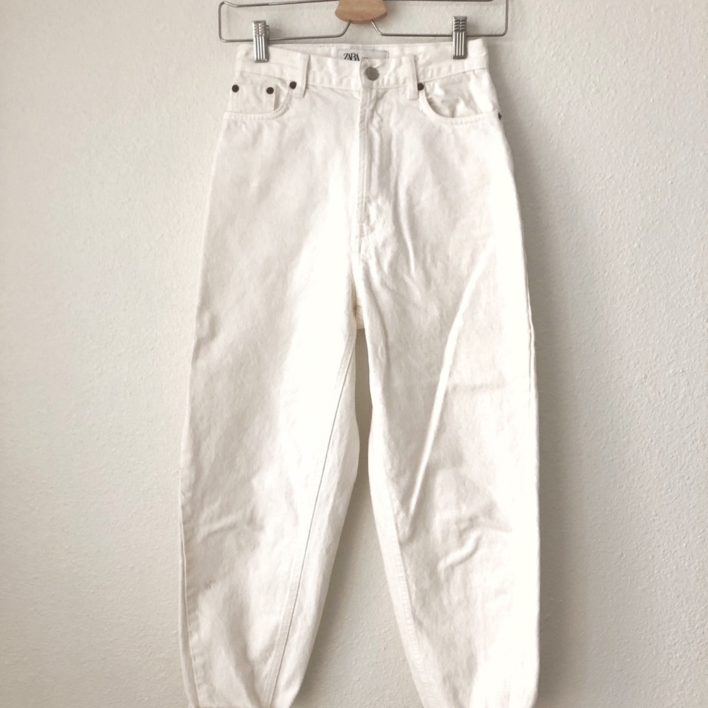 Zara balloon white jeans